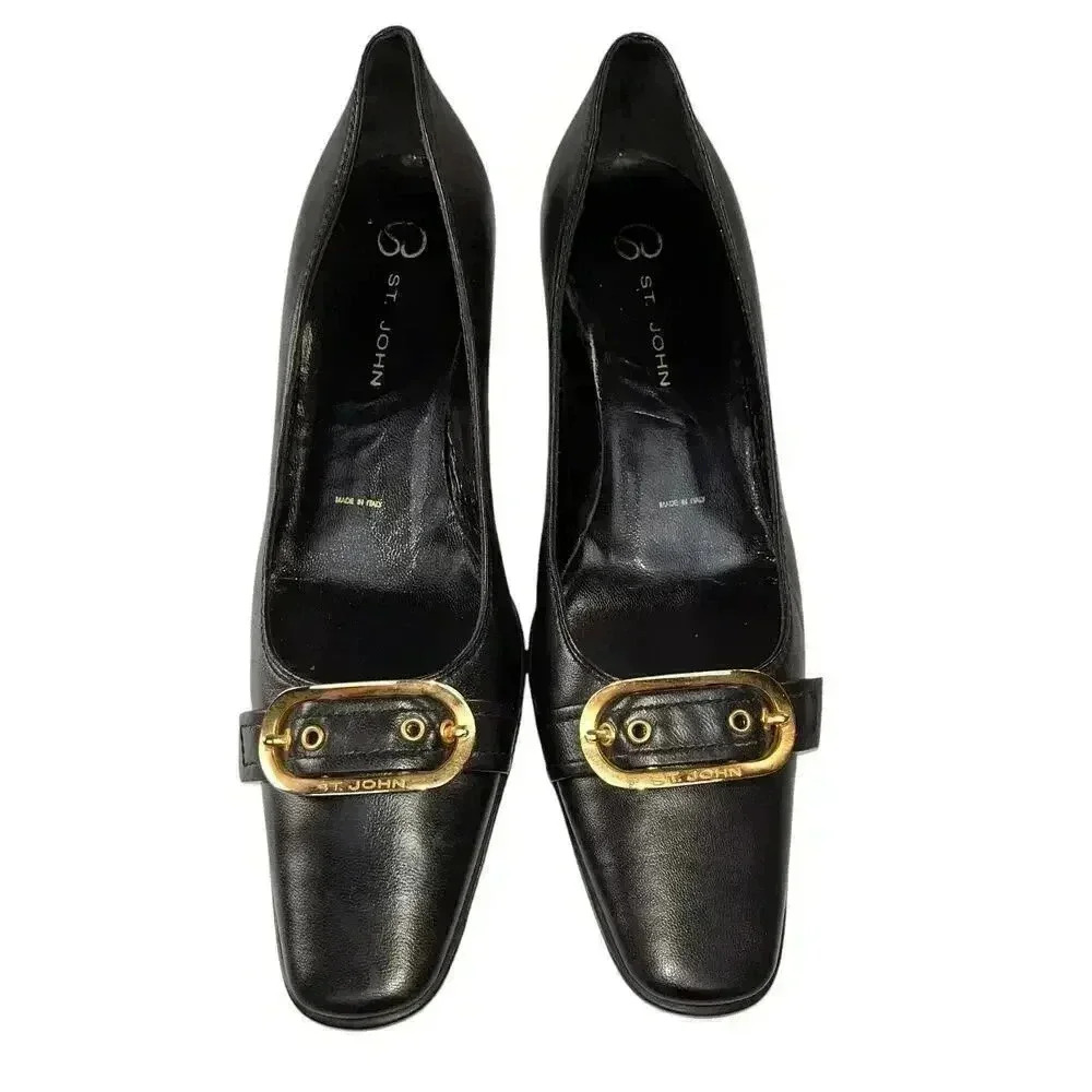St. John Women’s Black Gold Buckle Classic Elegant‎ Pumps Size 5.5